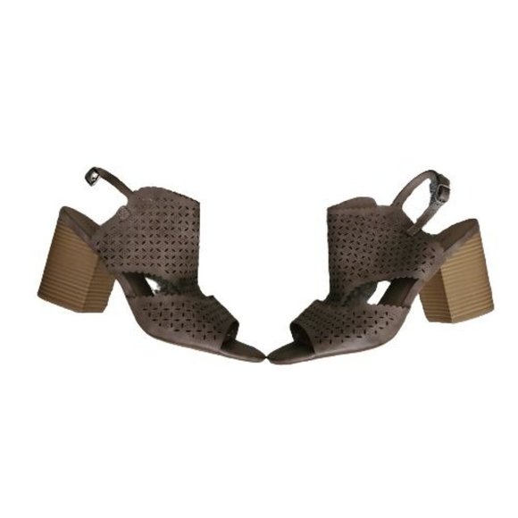 Maurices Women's Emilia Perforated Cutout Block Heel Sandals Taupe Brown Sz 11M - Picture 3 of 12